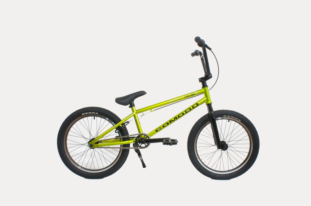 Велосипед 20&quot; COMODO BMX CYCLONE ободной тормоз Cr-Mo 1-скорость желто-зеленый металлик