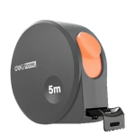 Рулетка "Home Series Gray" Deli HT8519C 5мх19мм (Эксклюзивный дизайн, корпус из софттач пластика, противоскользящая резиновая вставка, подарочная упаковка)