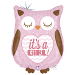 Шар Фольгированный IT'S A GIRL Сова розовая блеск (Розовый)
