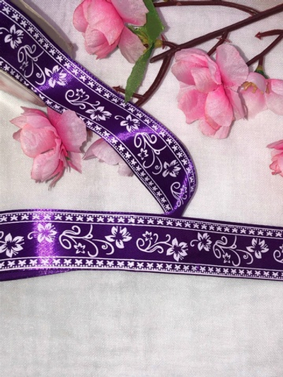 Лента атл. с принтом цветочки 25мм*1