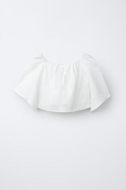 ZARA ЛЬНЯНОЙ ТОП, БЕЛЫЙ