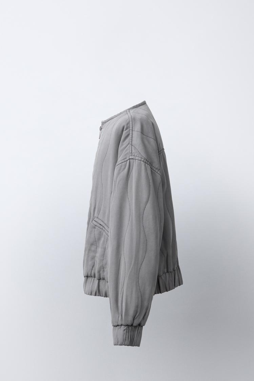 ZARA СТЕГАНАЯ КУРТКА СВОБОДНОГО КРОЯ, АНТРАЦИТОВО-СЕРЫЙ