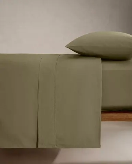 ZARA HOME (300 НИТЕЙ) ПОДОДЕЯЛЬНИК ИЗ ХЛОПКА ПЕРКАЛЬ, ТЕМНО-ЗЕЛЕНЫЙ