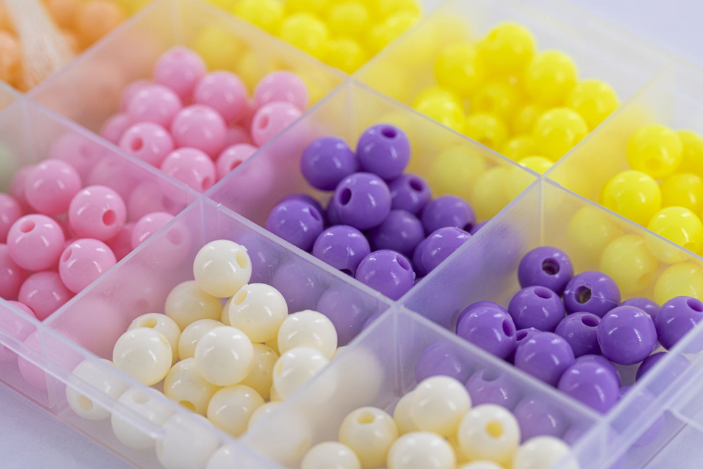 Набор для создания украшений-бусины Alingar, 172х98х20 мм, "Ball", 1 вид бусин(6 цв.), 2х1,2 м леска, пластик. пенал