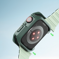 Чехол-бампер с зелеными вставками от Dux Ducis для часов Apple Watch 45мм на модели 7, 8 и 9 серии, серия Tamo Series Case