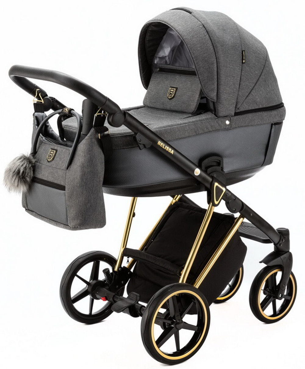 Детская коляска Adamex Belissa Special Edition 2 в 1 B-PS562 (Т.СЕР ЗОЛОТ.РАМ)