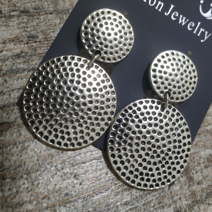 Серьги на англ.заст Bohemia 2 круга перфорация металл античный серебристый
