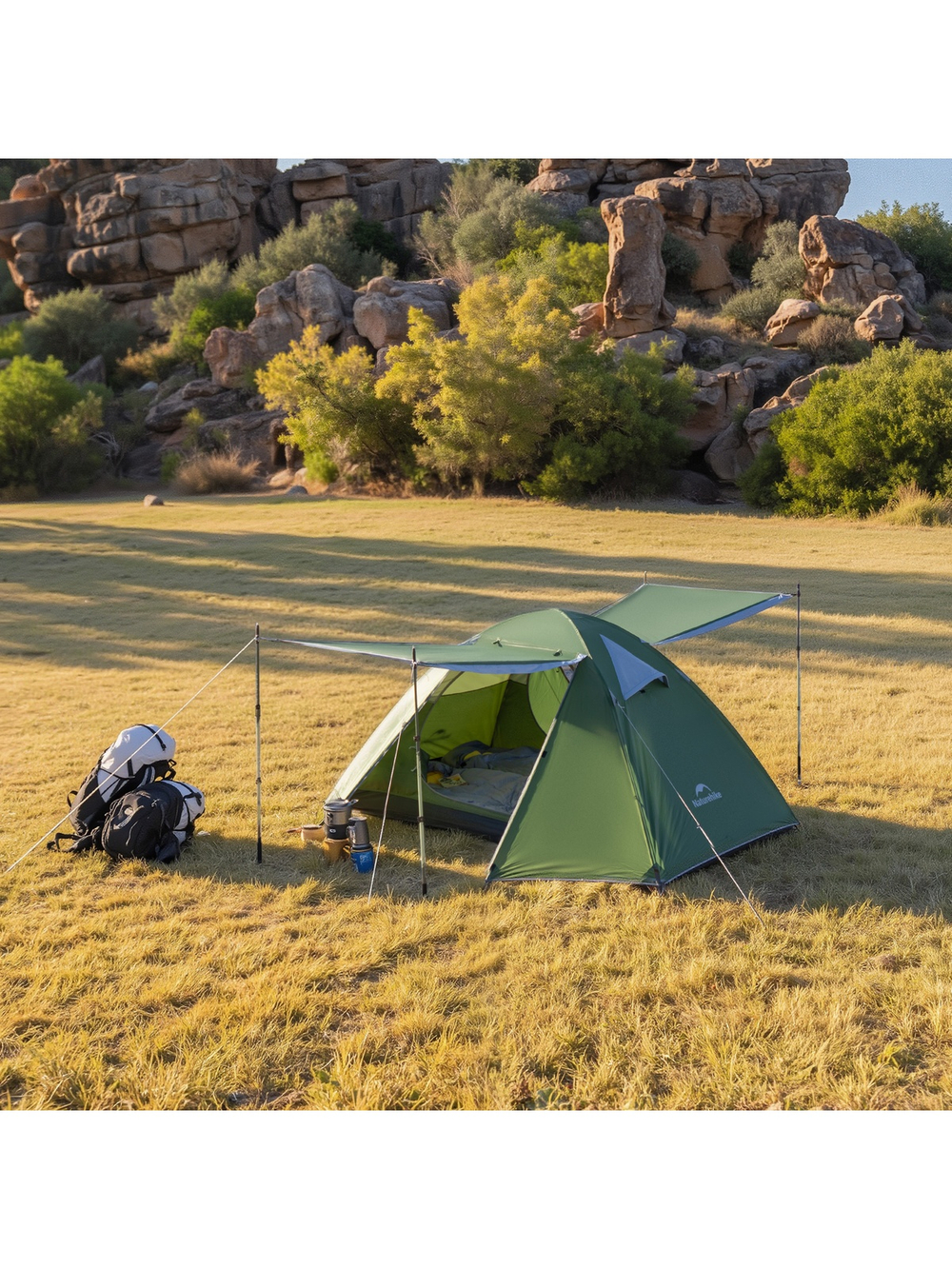 Палатка Naturehike Bleik Series 3-местная, тип B, алюминиевый каркас, зеленая