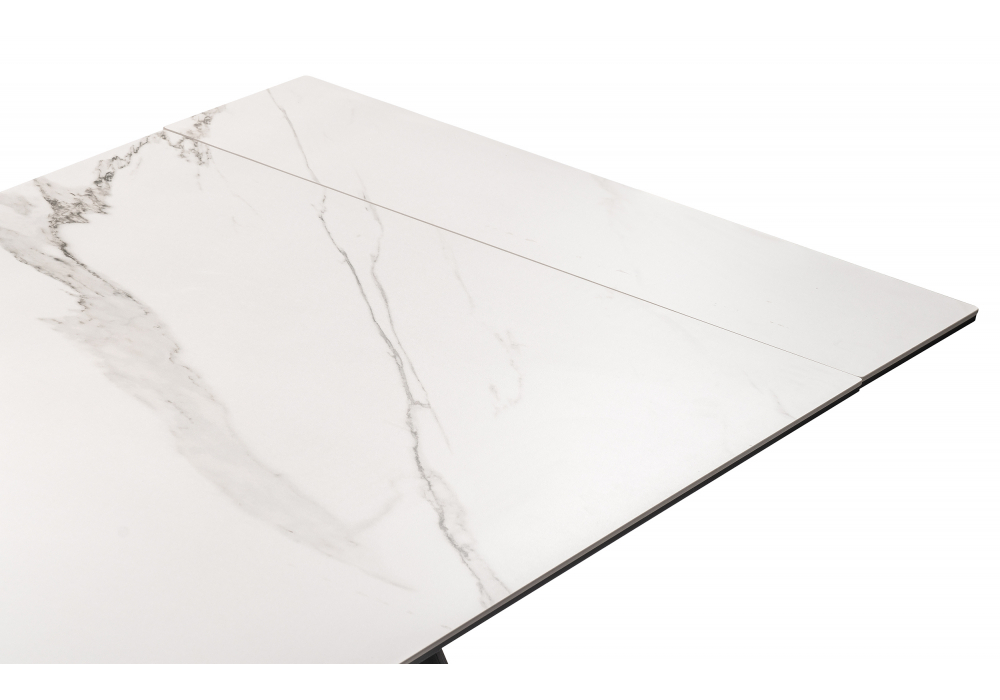 Керамический стол Woodville Ливи 140(200)х80х78 белый мрамор, черный