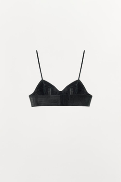ZARA ТОП ИЗ 100% КОЖИ, ЧЕРНЫЙ