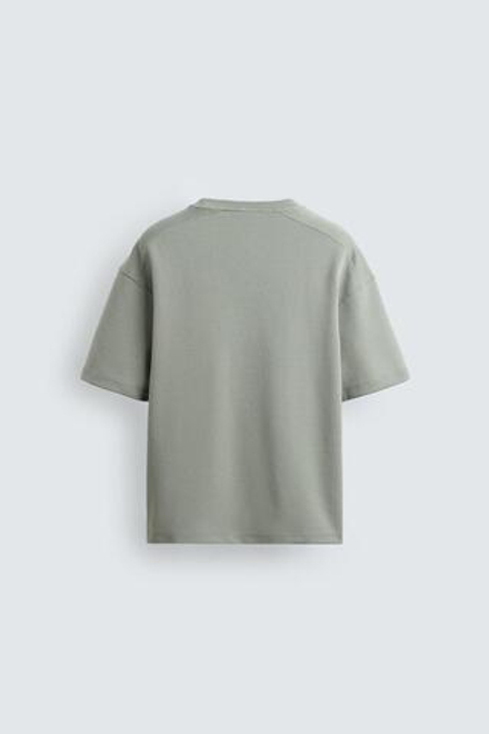ZARA ТОЛСТОВКА RELAXED FIT ИЗ ИНТЕРЛОКА, ЛИНЯЛЫЙ ЗЕЛЕНЫЙ
