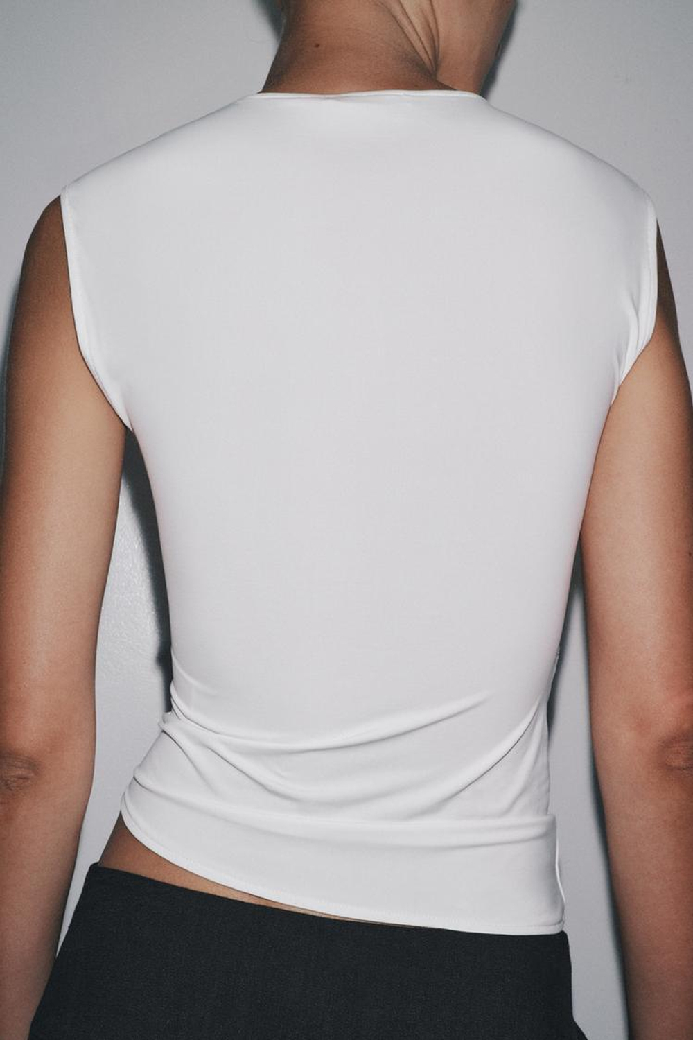 ZARA ТОП ИЗ ПОЛИАМИДА С КРУЖЕВОМ, ЭКРЮ