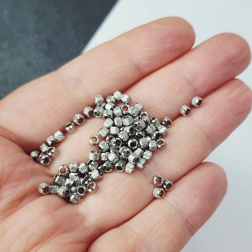 Бусина проставочная, сталь, с алмазной гранью, р-р 3мм, цена за набор 10 шт