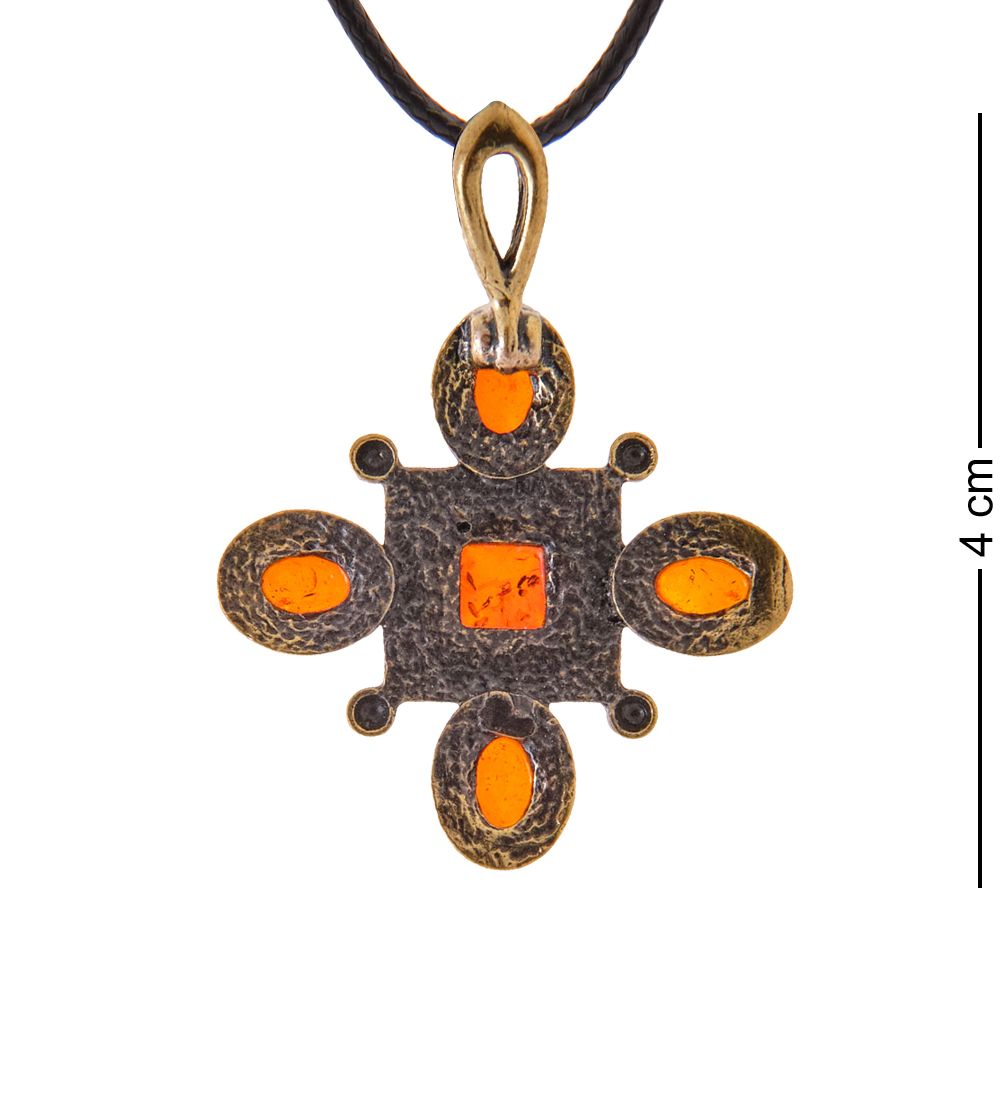 AM-3349 Подвеска «Готика Квадро» (латунь, янтарь)