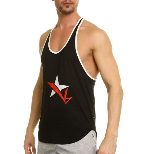 Мужская майка черная с белой окантовкой Van Baam 39272