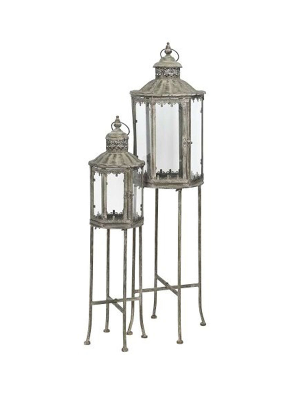 Набор из 2-х подсвечников "Антик грин" 18x18xH77 см/ 26x26xH100 см