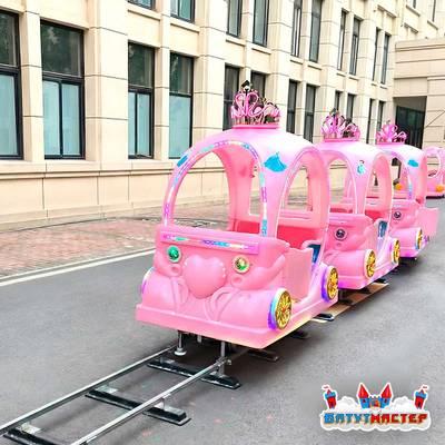 Детский поезд на рельсах с подсветкой «Принцесса», 5 кареток, 10 мест