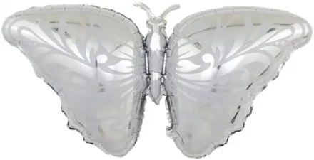 Шар (41""/104 см) Фигура, Бабочка, Серебро, 1 шт. 7п. Ж17