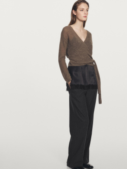 Massimo Dutti Широкие брюки в тонкую полоску, серый