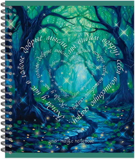 Тетрадь общая 48 л., YOUR MAGIC NOTEBOOK, обложка-мелов.картон+соффтач-лак, металлический гребень