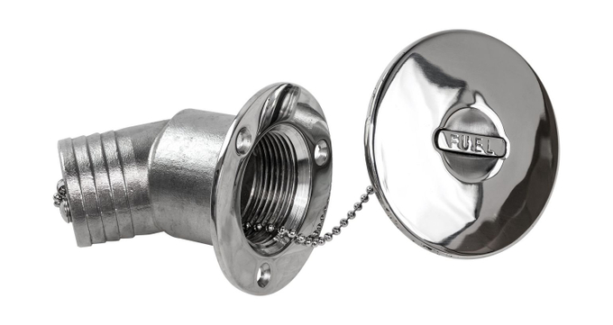 Горловина заливная для бензина, угловая, под шланг 38 мм, Marine Rocket