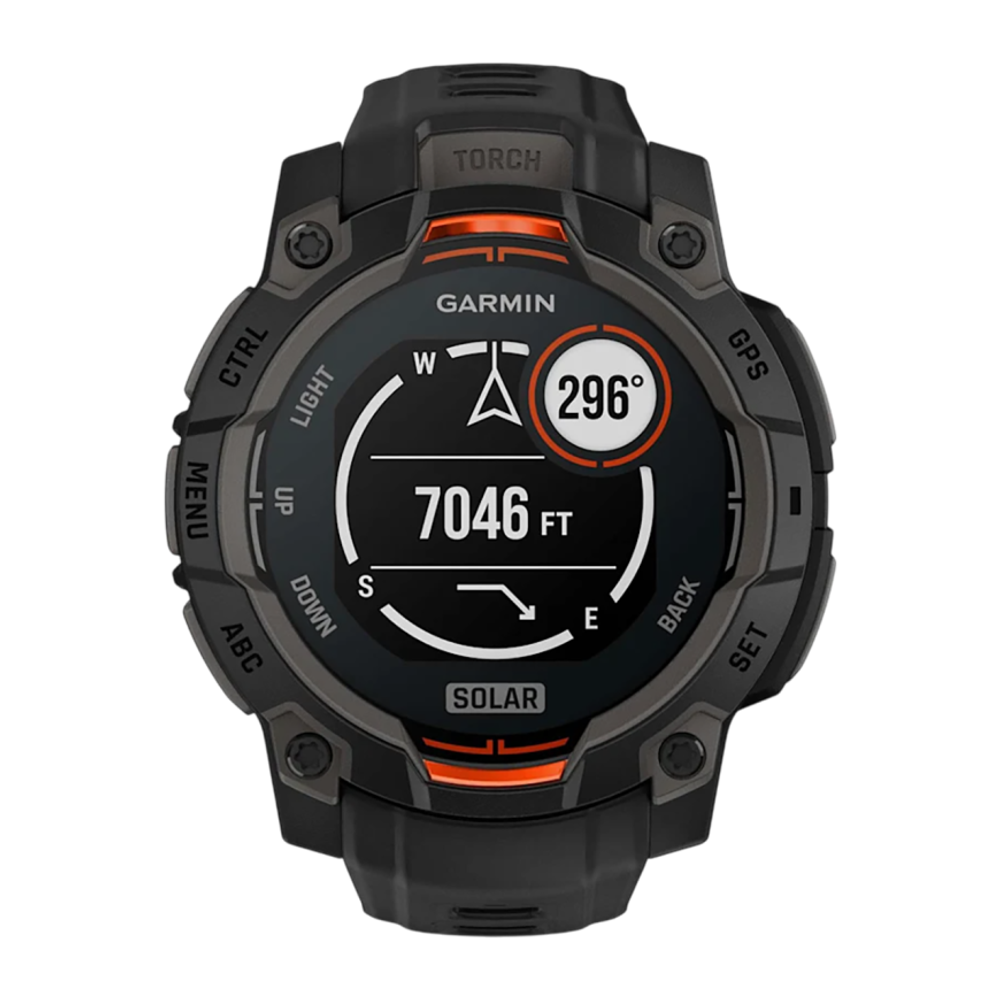 Спортивные часы Garmin Instinct 3, 45 мм, Solar, чёрный силиконовый ремешок Чёрный безель, дисплей Solar со стеклом Power Glass. Ремешок с классической застёжкой — на запястье обхватом 137–204 мм