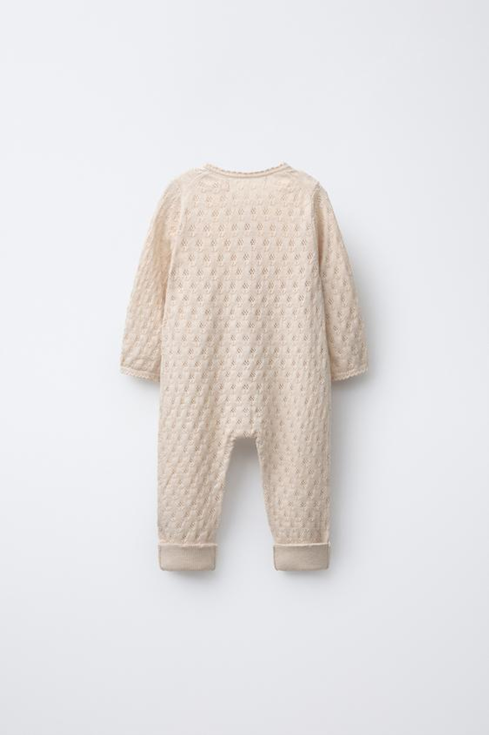 ZARA КОМБИНЕЗОН ИЗ ХЛОПКА, ШЕЛКА И КАШЕМИРА С ОТДЕЛКОЙ В ВИДЕ НОСКА, КРЕМОВЫЙ