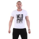 Мужская футболка с круглым вырезом белая с принтом Sesmik O001