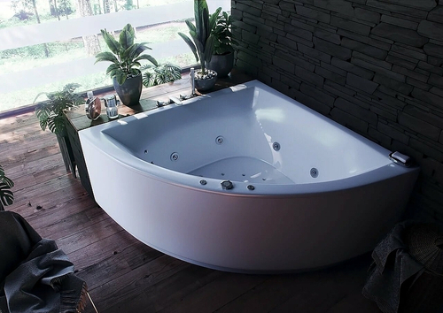 Акриловая ванна Aquatek (Акватек) Юпитер 150х150, с каркасом, с фронтальной панелью, со сливом-переливом