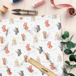 Ткань интерлок зверята с буквами