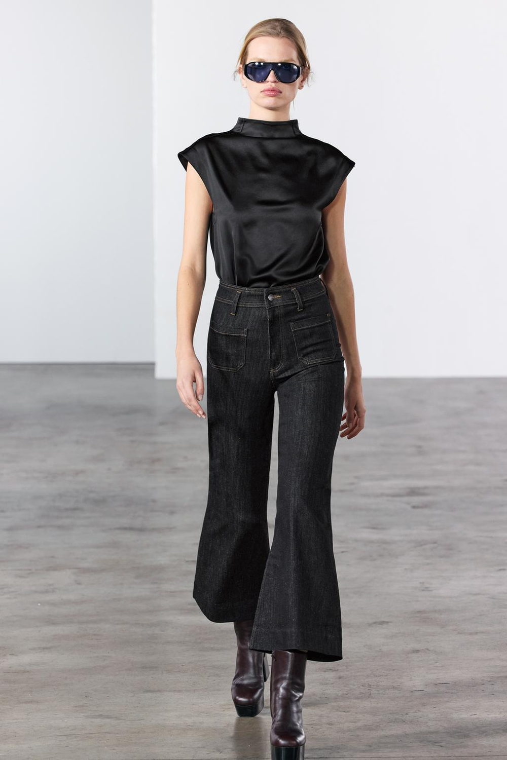Джинсы wide leg с высокой посадкой — zw collection