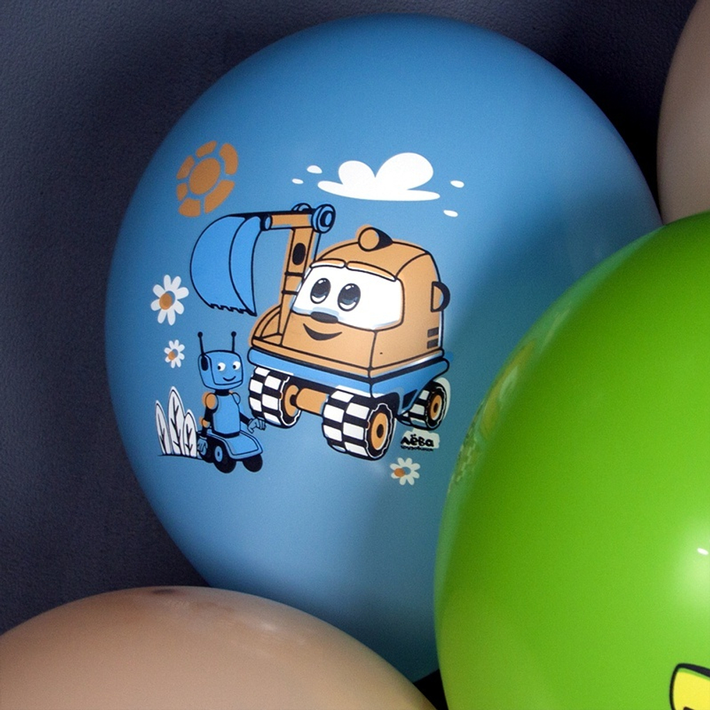 Воздушные шары Волна Веселья с рисунком Грузовичок Лёва, 25 шт. размер 12" #501801