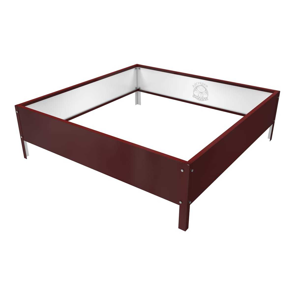 Клумба квадратная оцинкованная 1 ярус  RAL 3005 Винно-красный