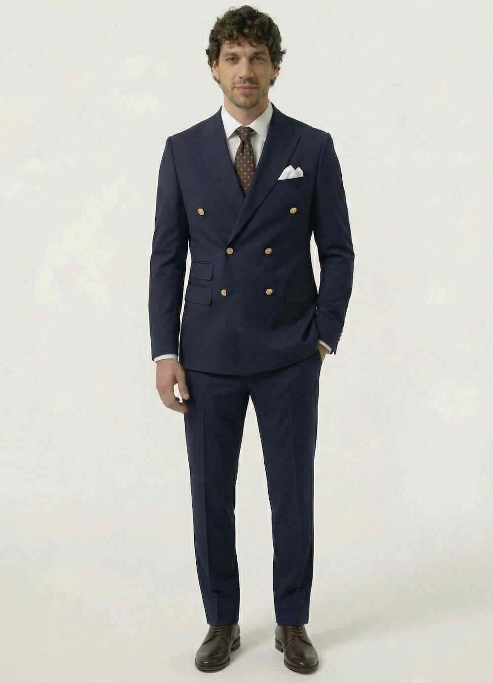 Мужской костюм двубортный (темно-синий) А70