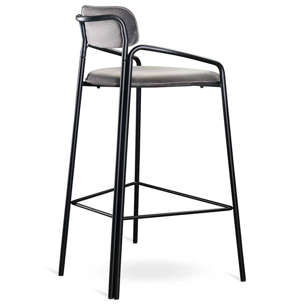 Стул барный ror, round, велюр, черный/серый