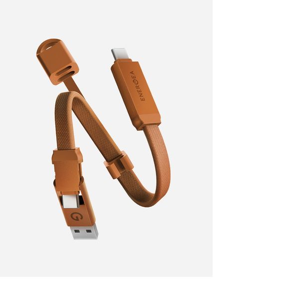 Кабель Energea Sheath 2 в 1, USB-C to Lightning / USB-C 60W 15см, Золотой | Gold