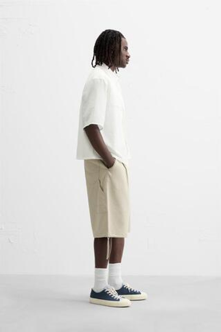 ZARA РУБАШКА ИЗ ЖАТОЙ ТКАНИ, ЖЕЛТОВАТО-БЕЛЫЙ