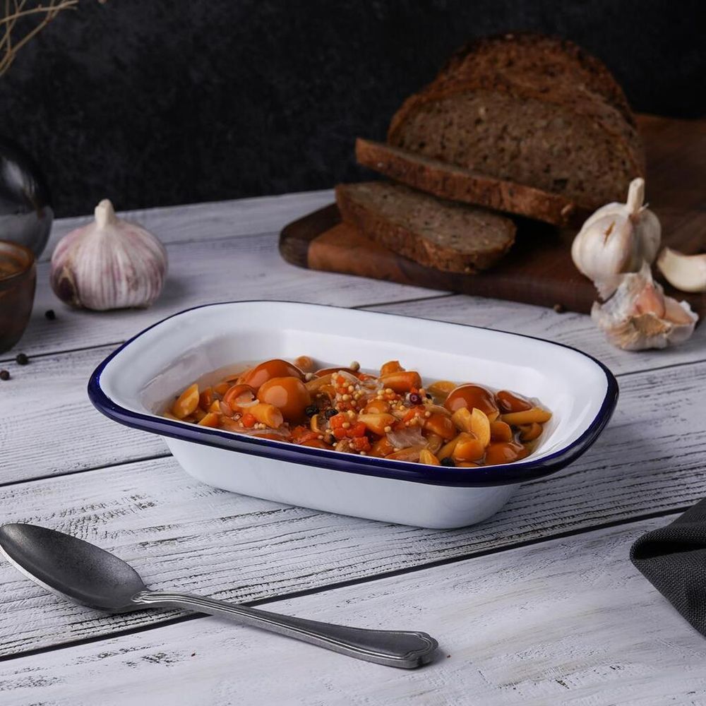 Блюдо для подачи 18*13 см h4 см 400 мл Blue Rim эмалированая сталь SUNNEX [1]