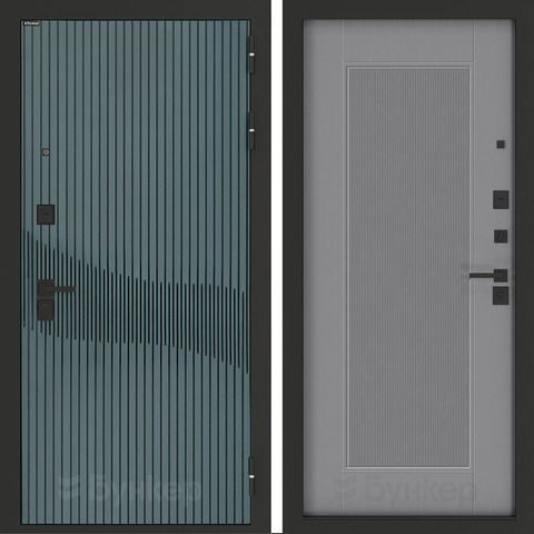 Входная металлическая дверь Бункер BN-13 Веллюто верде / Амстрод Серый софт рельеф светло-серый с текстурой)