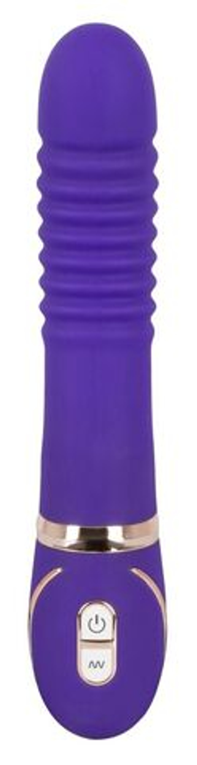Фиолетовый водонепроницаемый вибратор Pleats с рёбрышками - 22 см. (Цвет: фиолетовый)