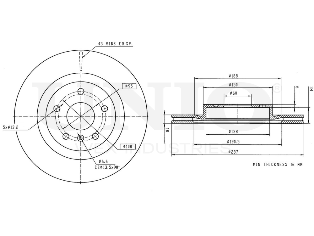 Диск тормозной передний UNIO BRD-20522