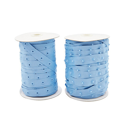 Кнопка пластиковая на тесьме равномерная, 20мм, цв.голубой