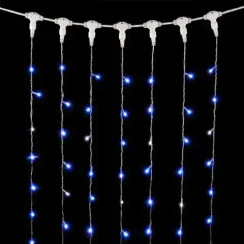 Светодиодный занавес 2*2 м., 400 синих LED ламп, мерцание, прозрачный провод ПВХ, LTC (PCL402BLW-10-2B)