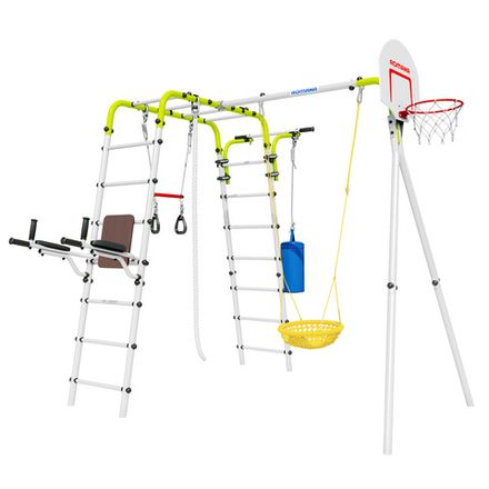 Детский спортивный комплекс для дачи ROMANA Fitness (Фитнес, желтый/серый) (с детскими качелями)