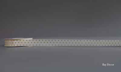 Лента TJXXXCY002 бежевая с золотистыми сердцами