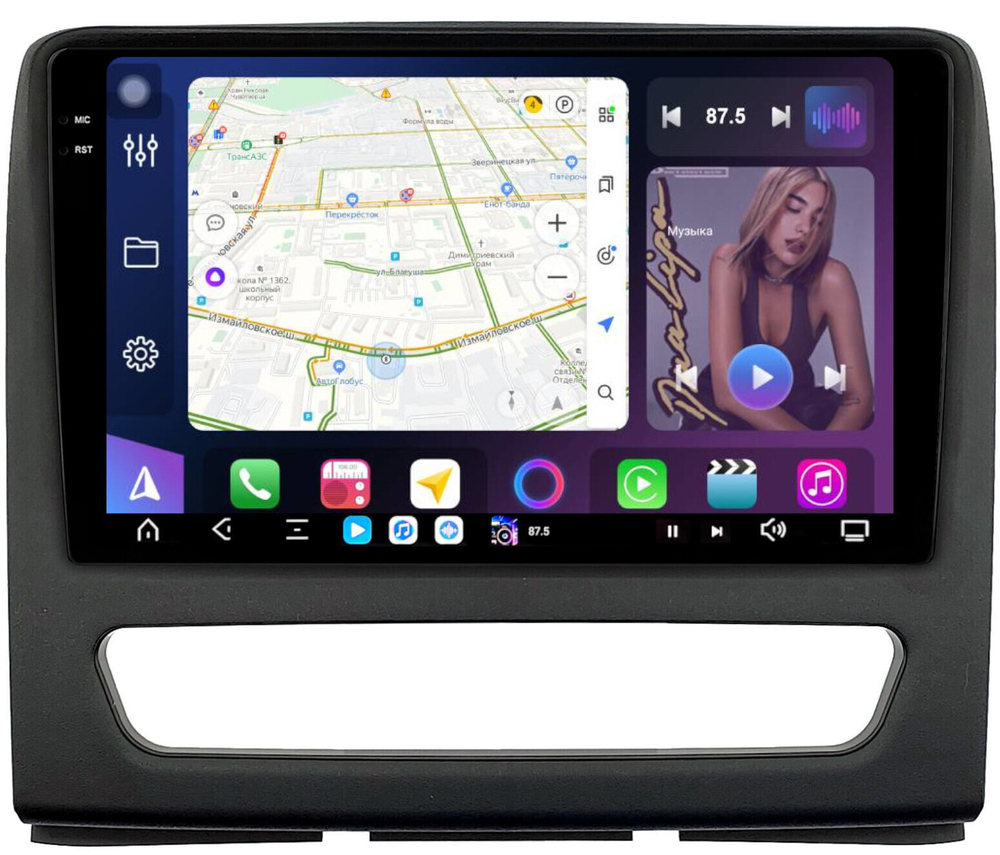 Магнитола для Sollers Atlant 2022+ (рамка большая) - FarCar GX9-9601-9 монитор 9.5" 2K QLED на Android 14, TS20, 6+128Гб, CarPlay, 4G SIM-слот