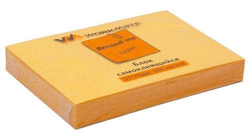 Блок самоклеящийся Workmate, 51х76 мм, 100 листов, неоново-оранжевый, 12 штук