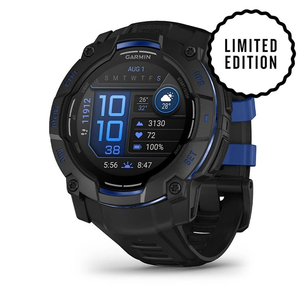 Garmin Instinct 3 - 50 мм, AMOLED LIMITED EDITION черный с черно-синим ремешком