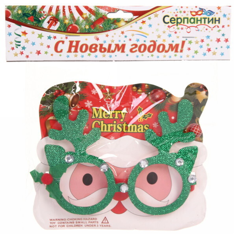Очки карнавальные «Новогодний олень» 15*11 см, микс