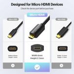 Кабель-переходник HDMI(f) - micro HDMI(m), V2.0, 4K@60Hz, 22см, UGREEN 20134